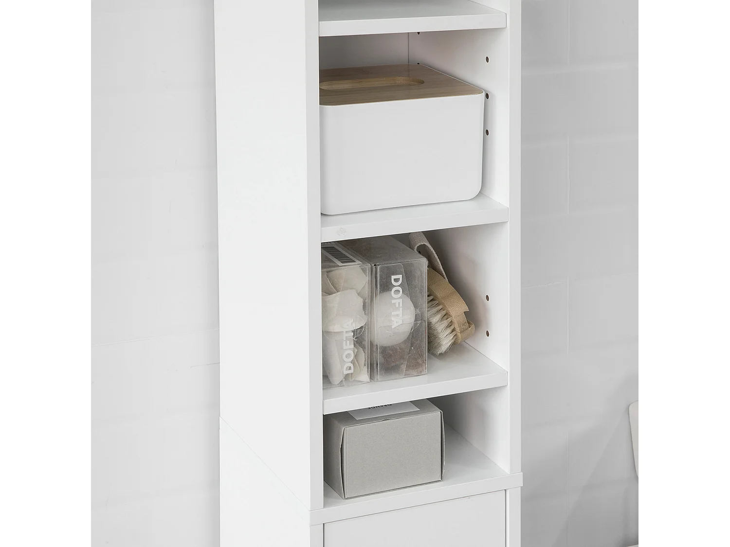 Armadio Colonna bagno, Mobile bagno alto con 2 Ante e 1 cassetto altezza: 180 cm SoBuy Bianco BZR34-W