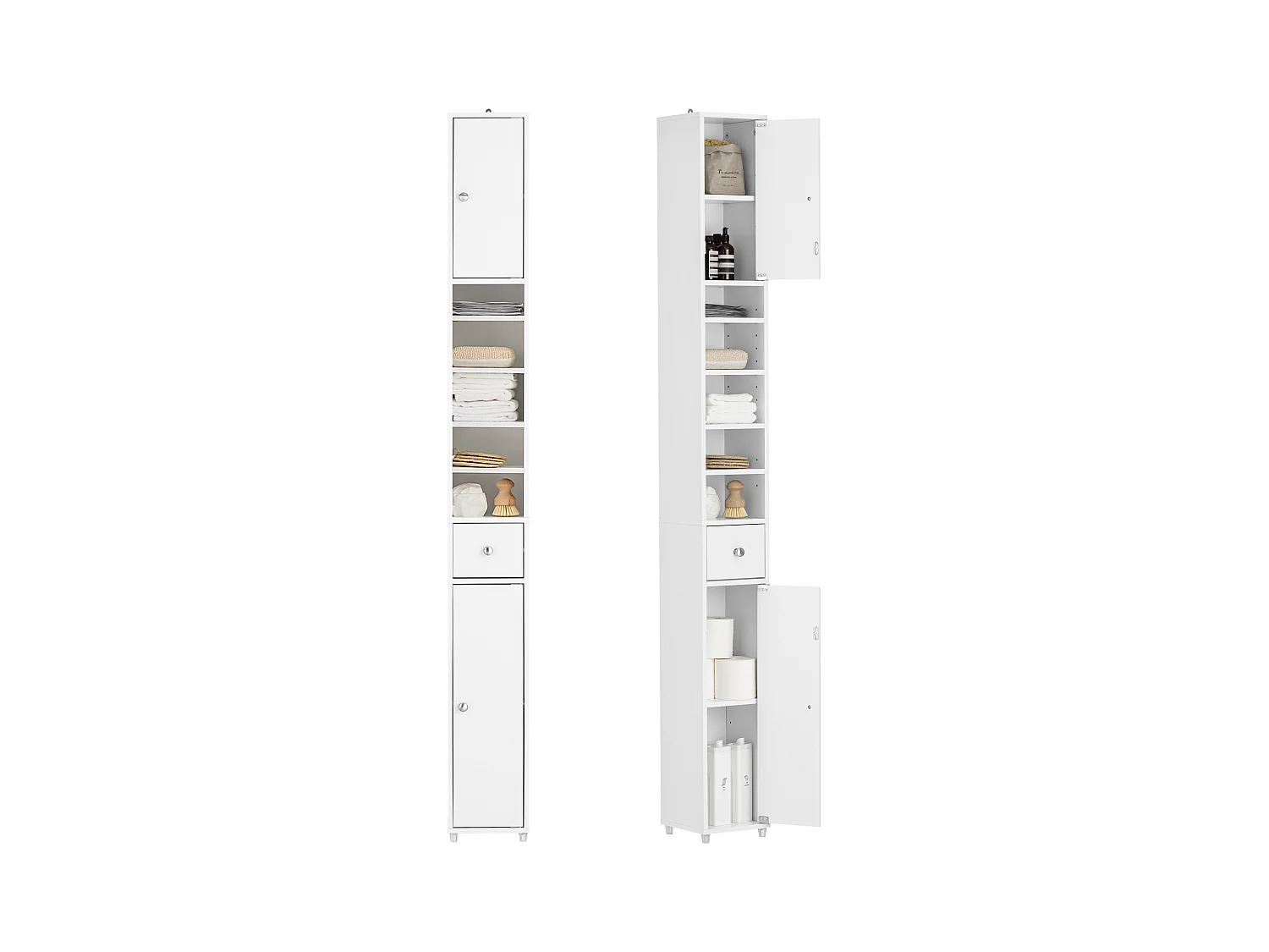 Meuble de Rangement Salle d Bain Meuble Colonne Armoire,L20xP20xH180cm, BZR34-W