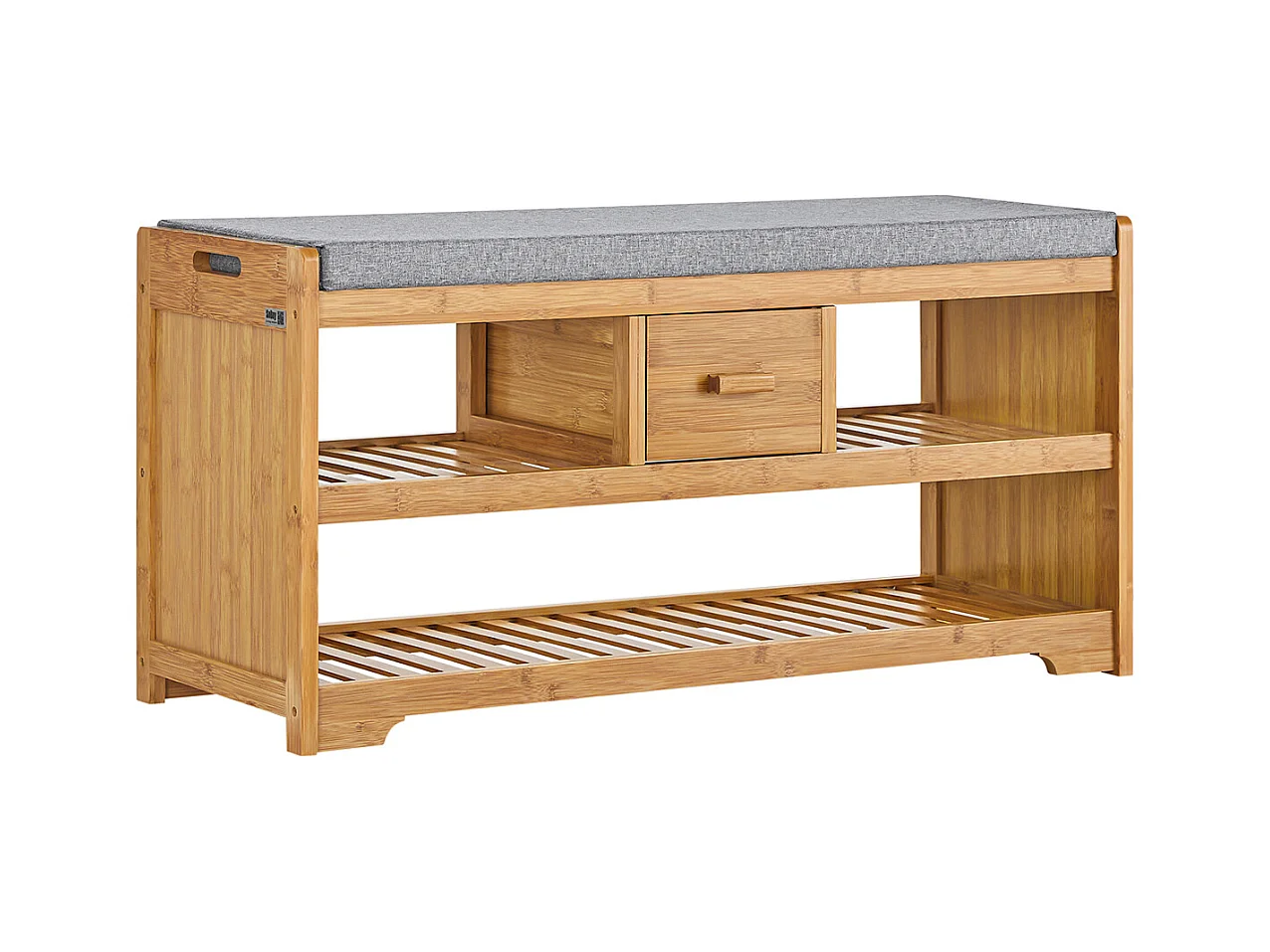 SoBuy BZR29-W Badkamerkast Badkamermeubel Kolomkasten met 3 Lades 1 Handdoekstang en 4 Vakken