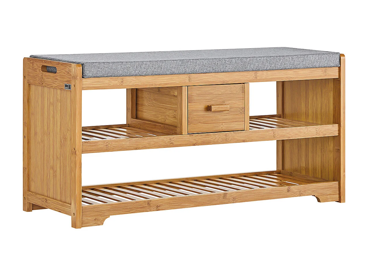 SoBuy BZR29-W Badkamerkast Badkamermeubel Kolomkasten met 3 Lades 1 Handdoekstang en 4 Vakken