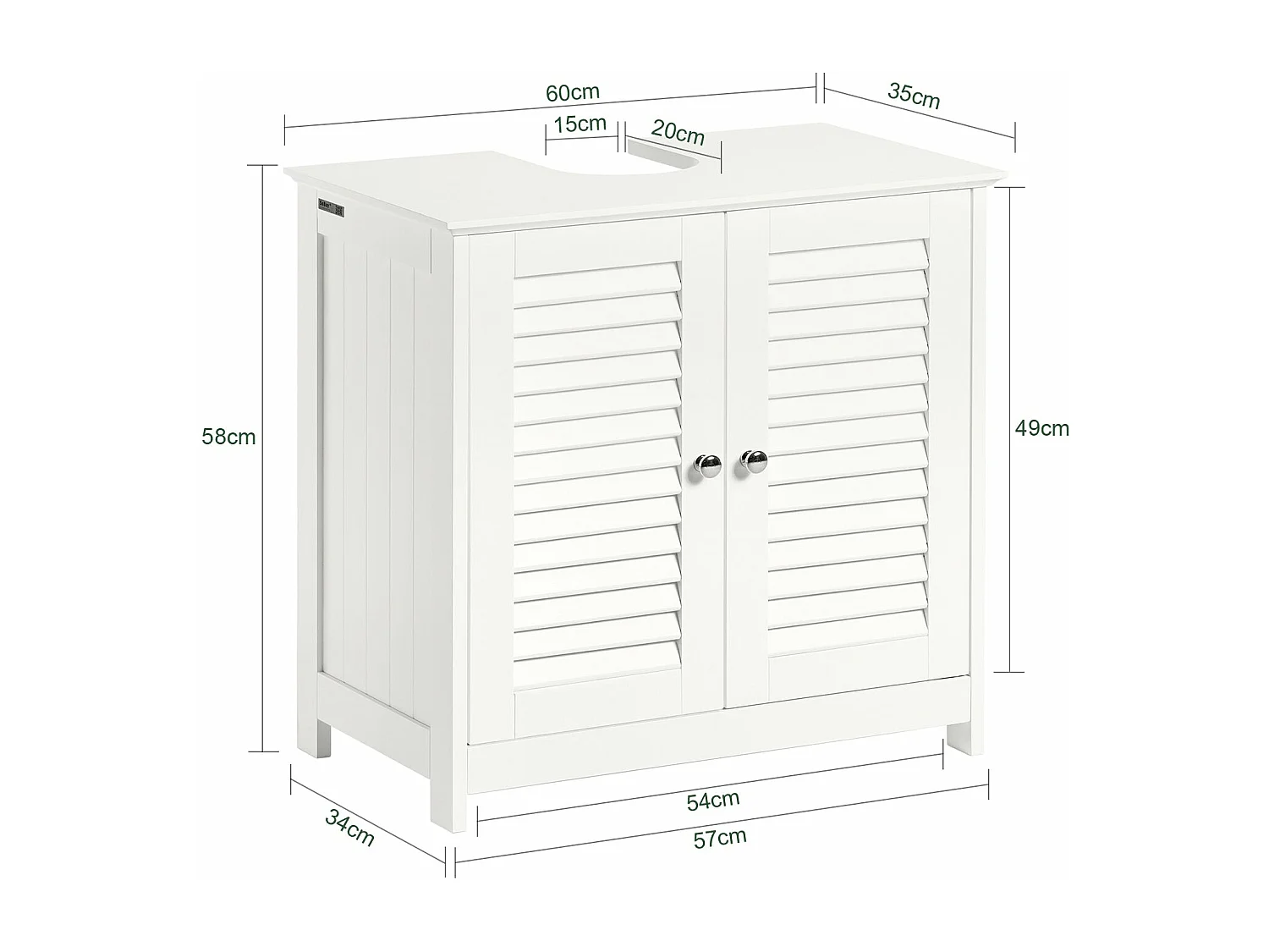 SoBuy Mobiletto Bagno Cassettiera Bagno Armadietto Bagno Mobile Sottolavabo per Bagno Bianco FRG237-W