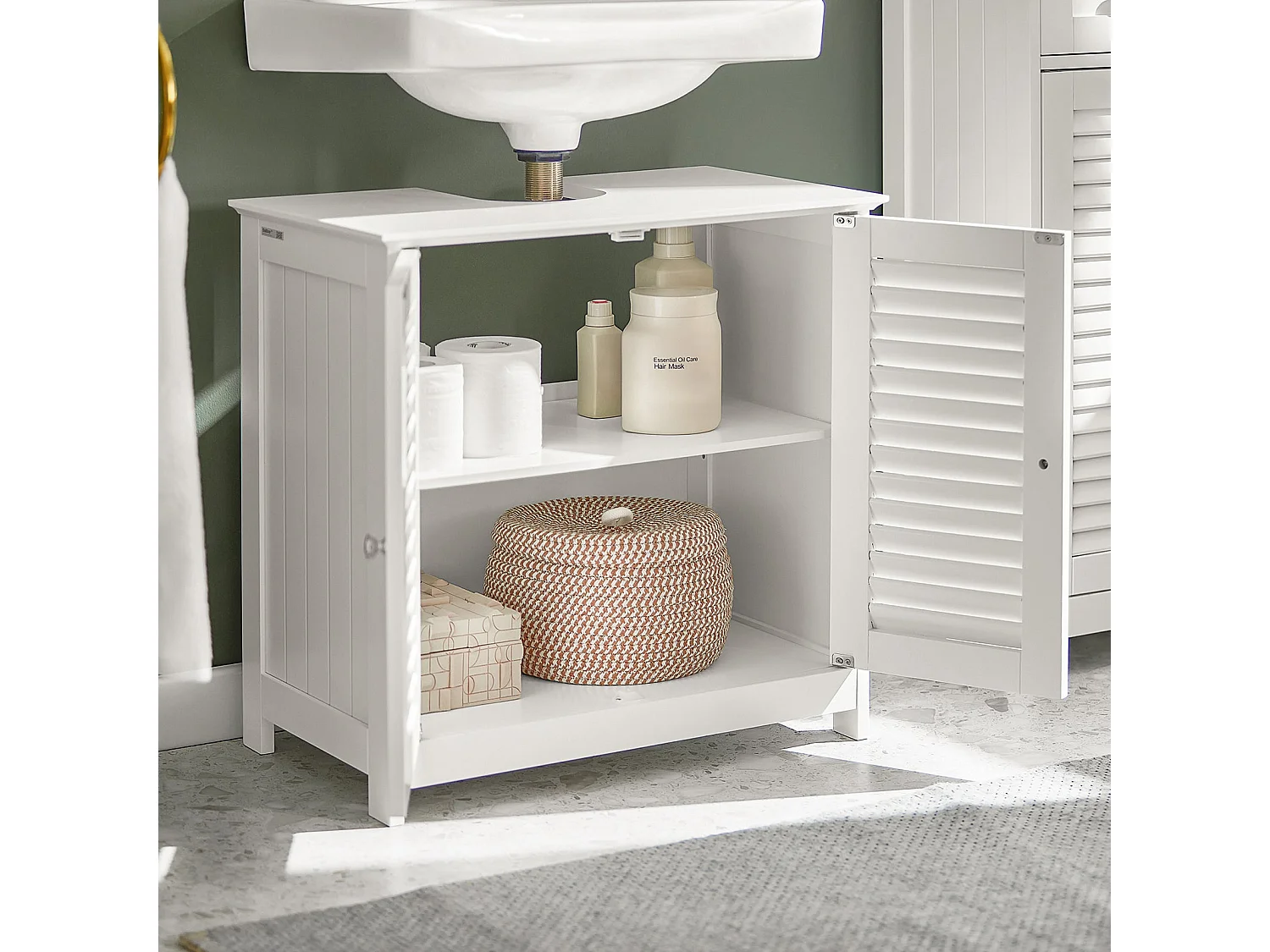 SoBuy Mobiletto Bagno Cassettiera Bagno Armadietto Bagno Mobile Sottolavabo per Bagno Bianco FRG237-W