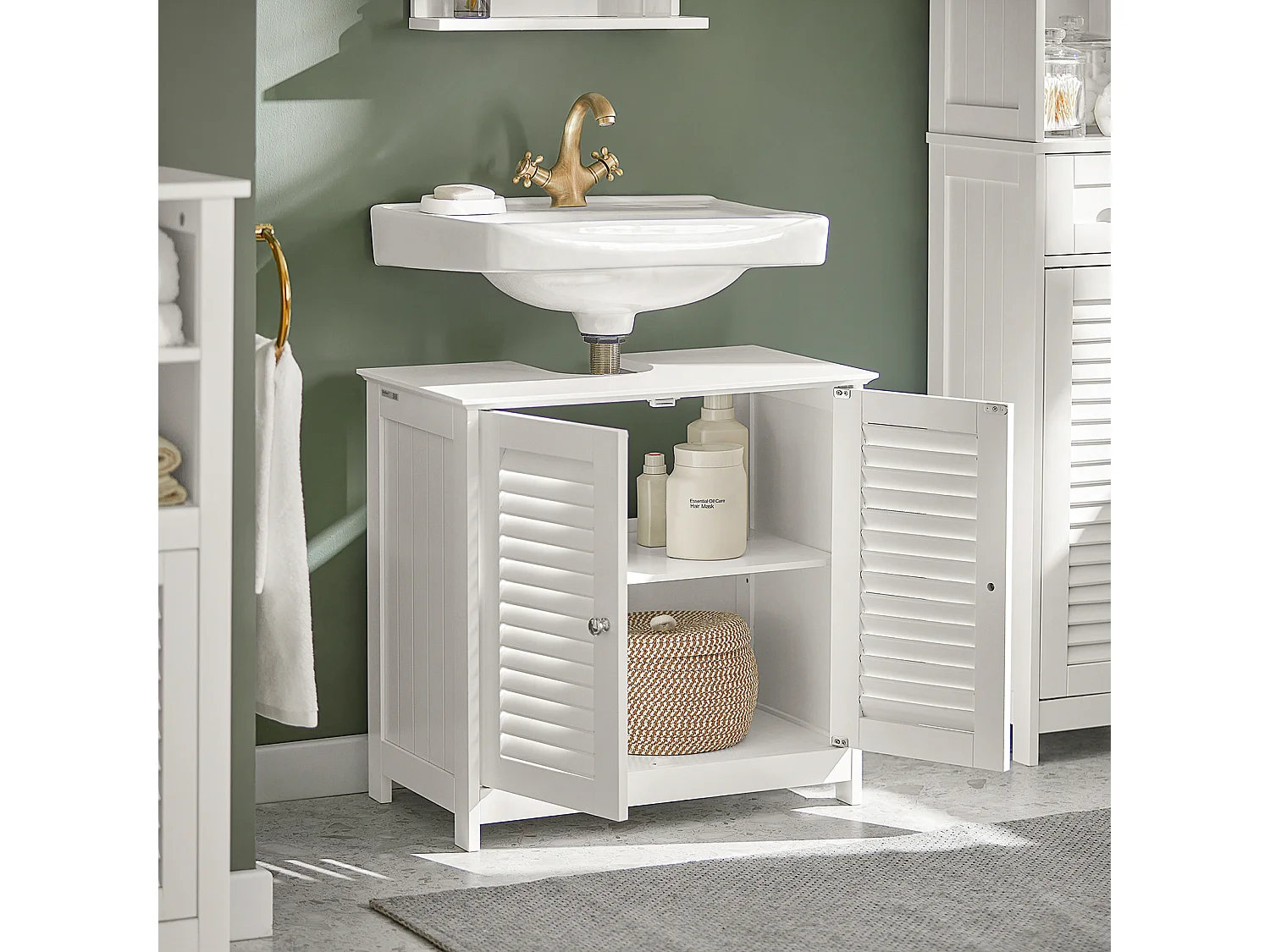 SoBuy Mobiletto Bagno Cassettiera Bagno Armadietto Bagno Mobile Sottolavabo per Bagno Bianco FRG237-W