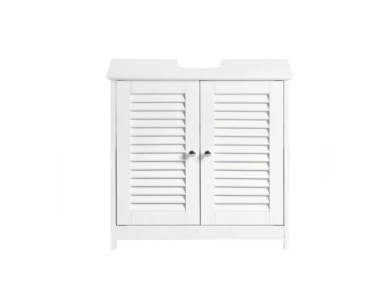 Meuble Sous-Lavabo Meuble de Salle de Bain Vasque - 2 portes et 2 étages -Blanc, FRG237-W