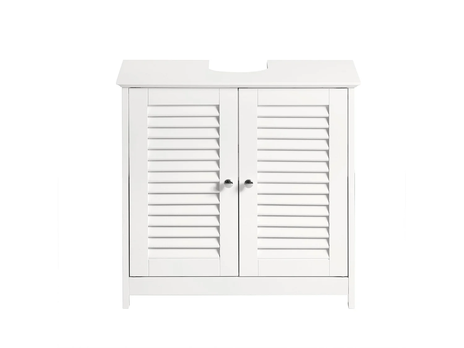 Meuble Sous-Lavabo Meuble de Salle de Bain Vasque - 2 portes et 2 étages -Blanc, FRG237-W