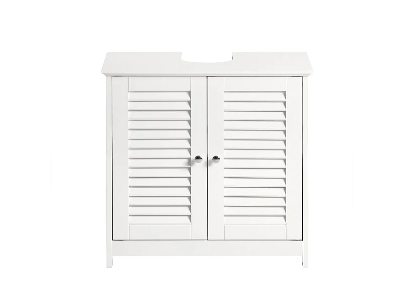 Meuble Sous-Lavabo Meuble de Salle de Bain Vasque - 2 portes et 2 étages -Blanc, FRG237-W