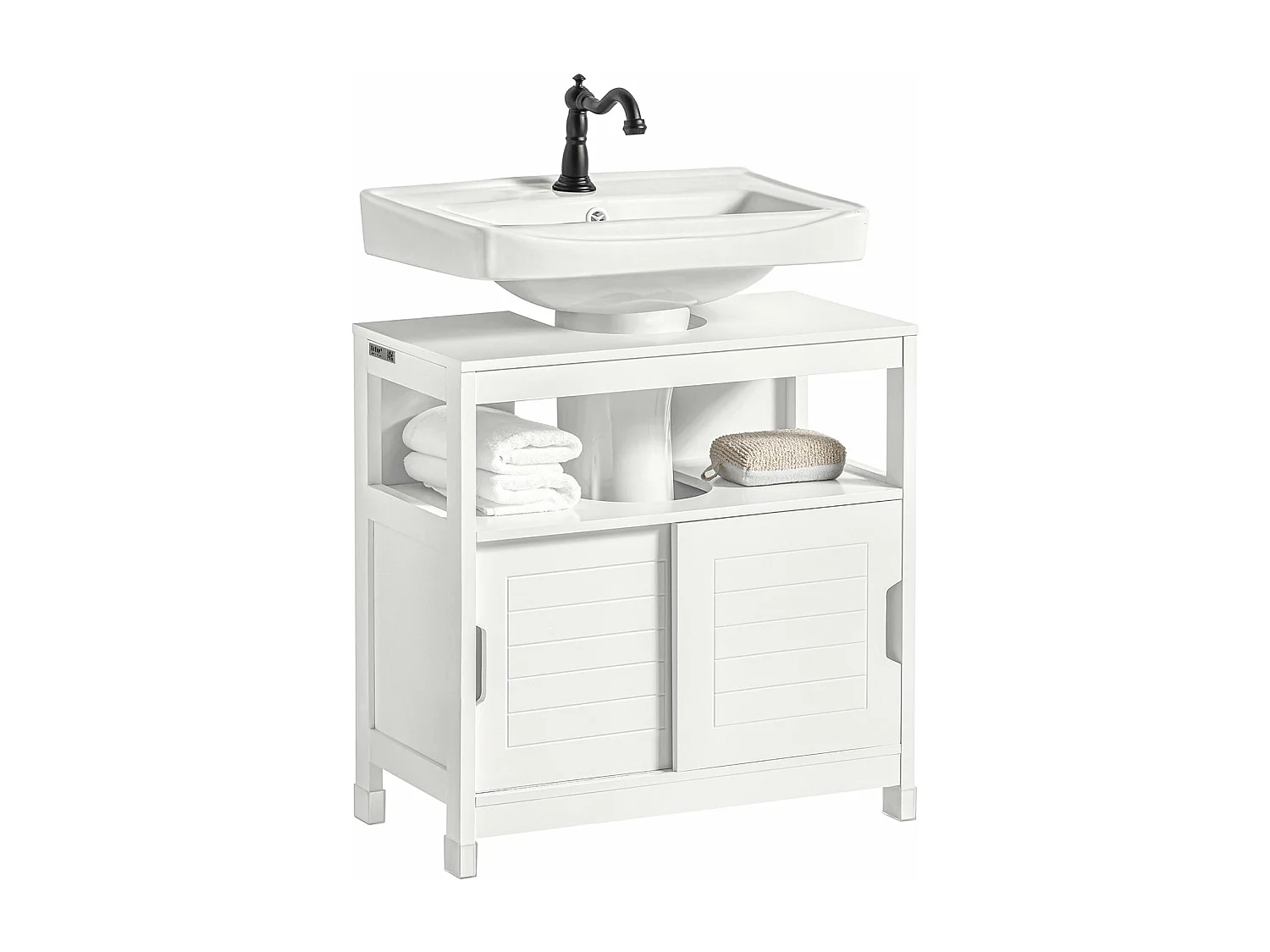 SoBuy FRG128-II-W Wastafelonderkast Badkamerkast Badkamermeubel Onderkast - Wit