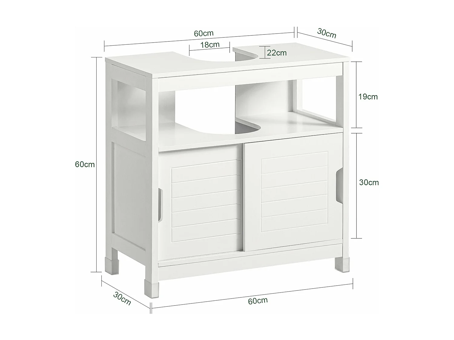 Meuble sous lavabo Meuble sous évier Meuble de Salle, FRG128-II-W