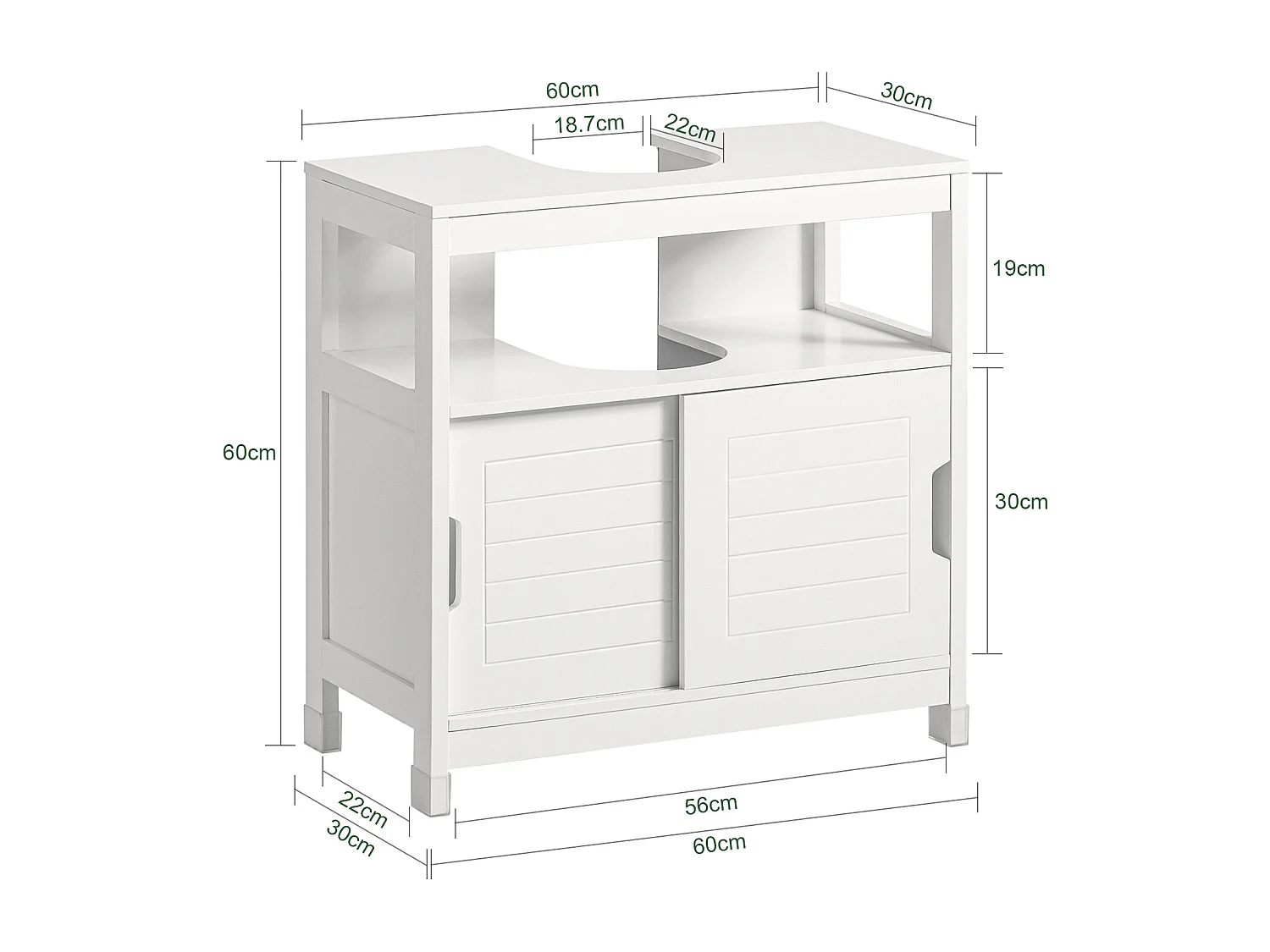 Meuble sous lavabo Meuble sous évier Meuble de Salle, FRG128-II-W