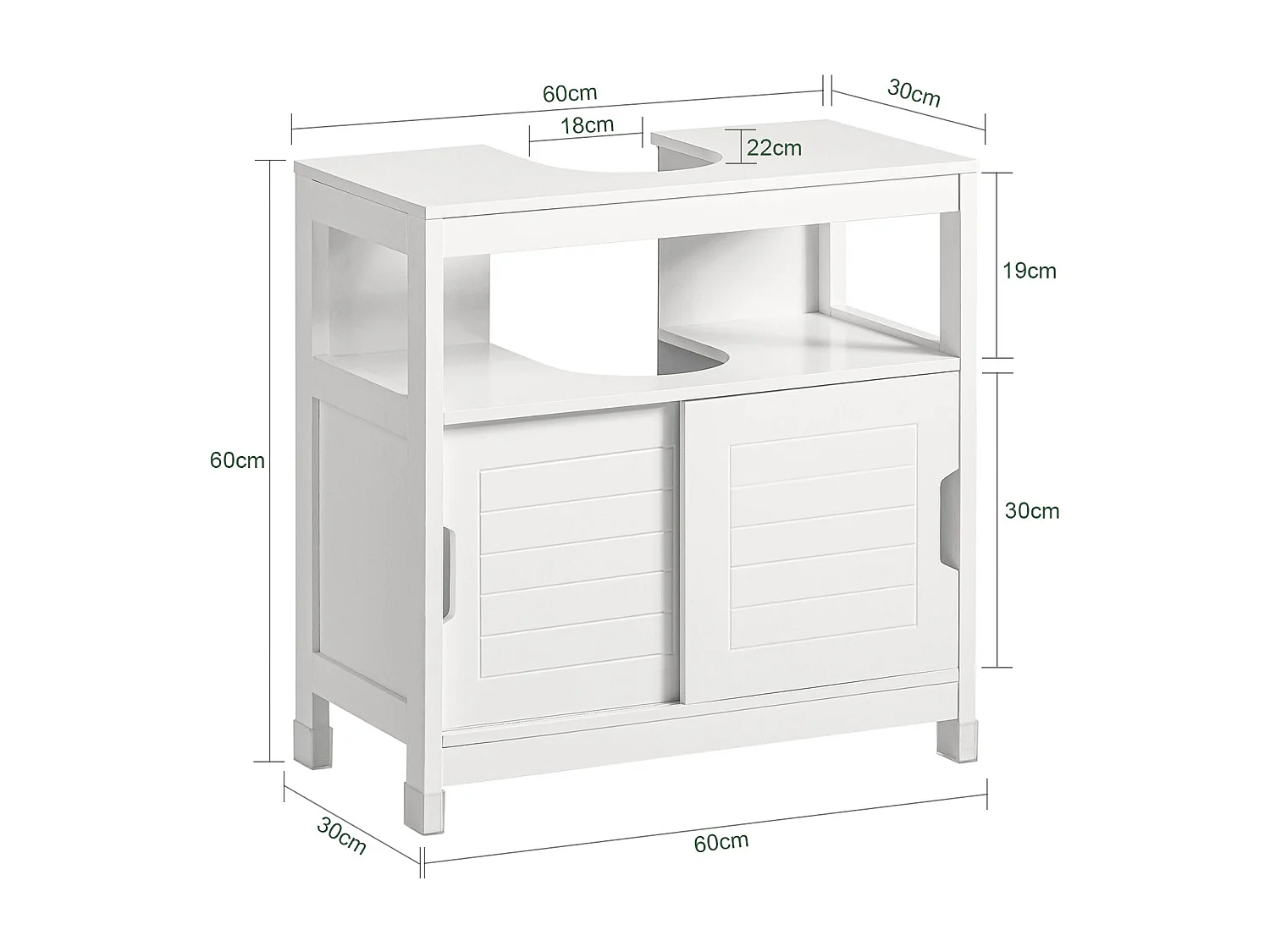 Meuble sous lavabo Meuble sous évier Meuble de Salle, FRG128-II-W