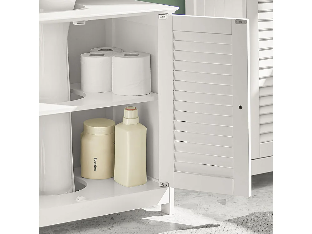 Meuble sous-Lavabo Meuble de Salle de Bain - 2 Portes et 2 étages -Blanc, FRG237-II-W