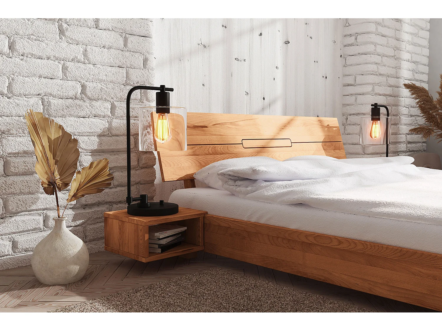 VENTO - Hängender Nachttisch aus Kernbuche, naturgeölt