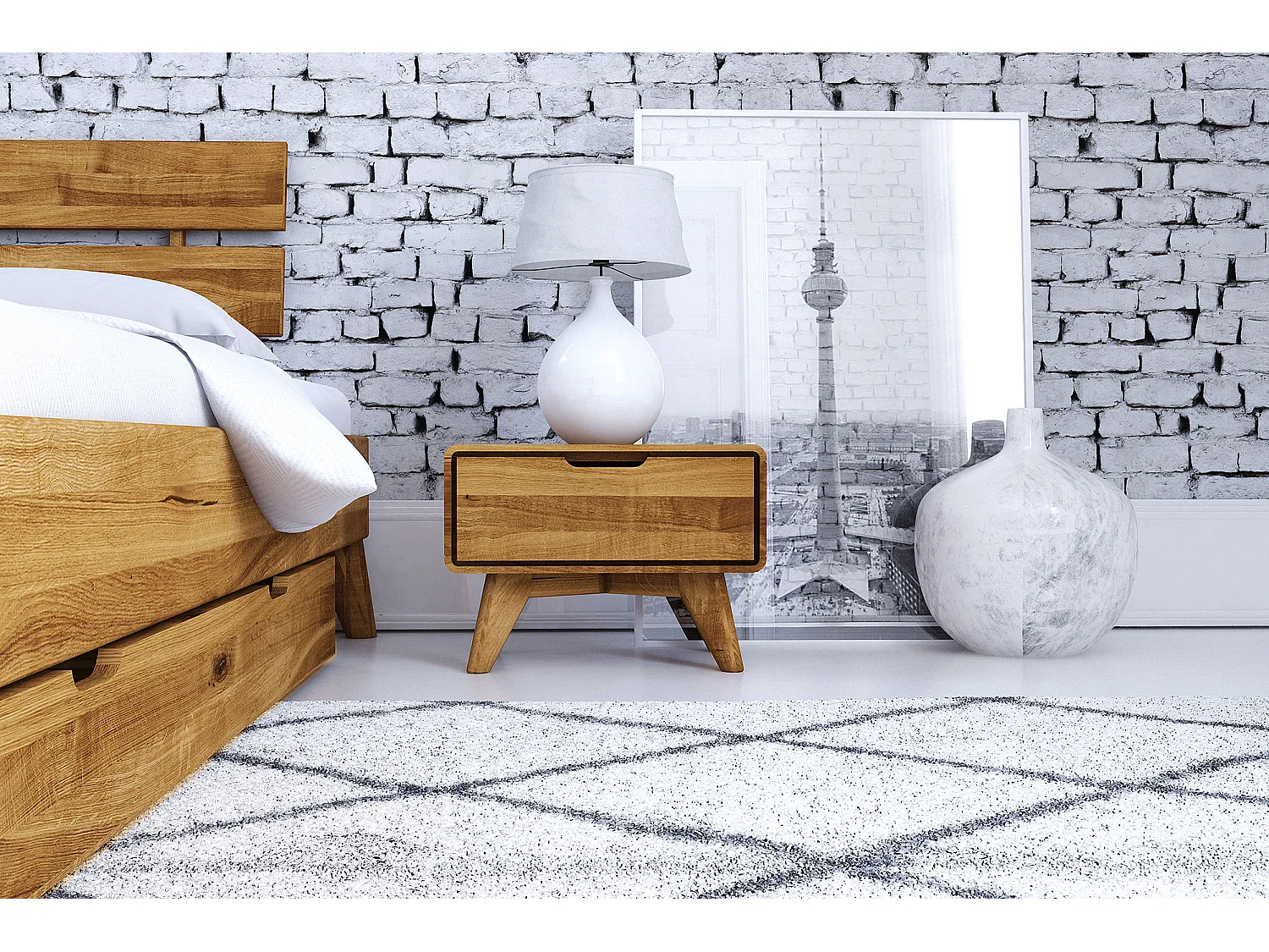 GREG - Nachttisch mit Schublade aus Wildeiche, naturgeölt