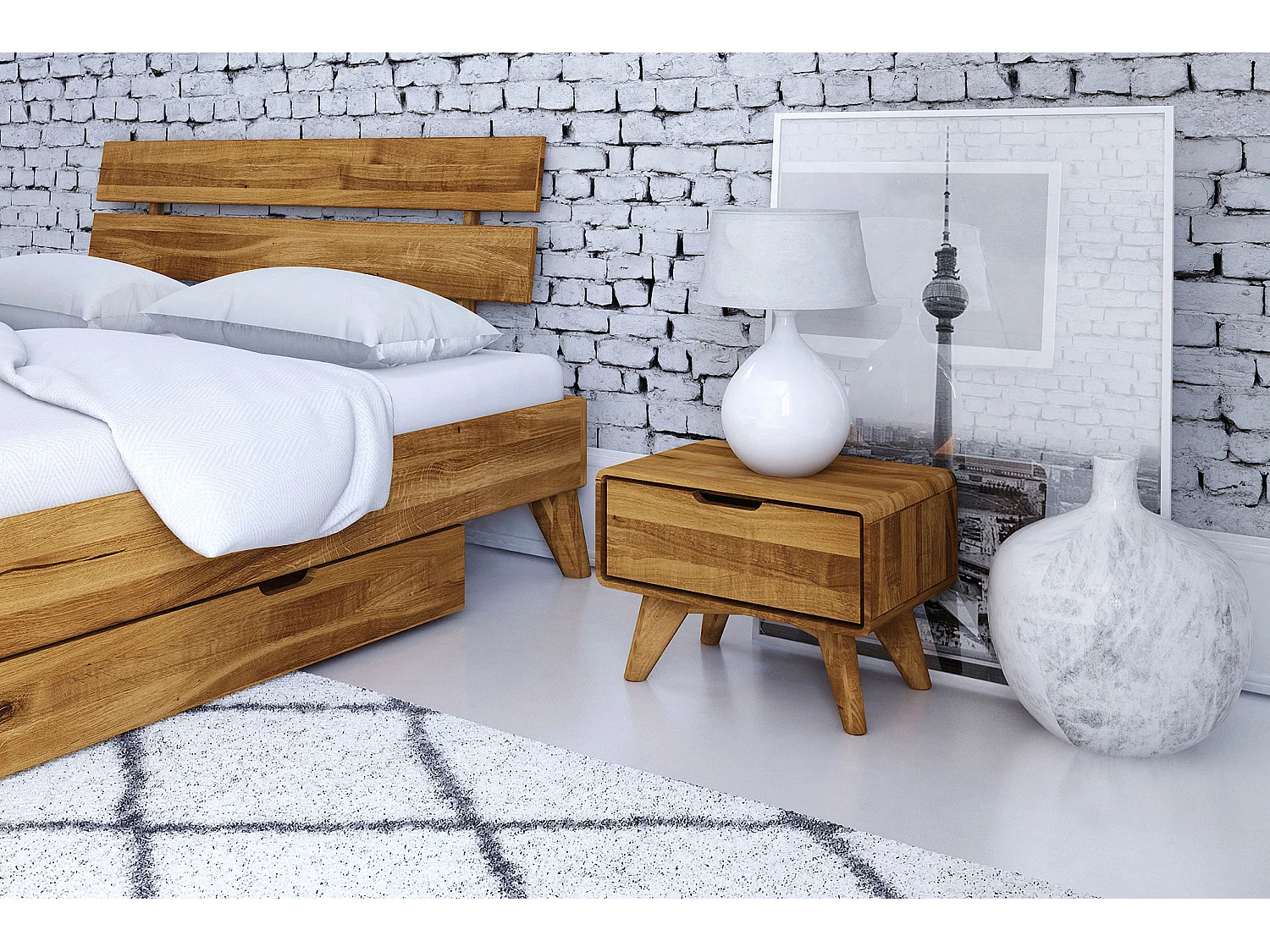 GREG - Nachttisch mit Schublade aus Wildeiche, naturgeölt