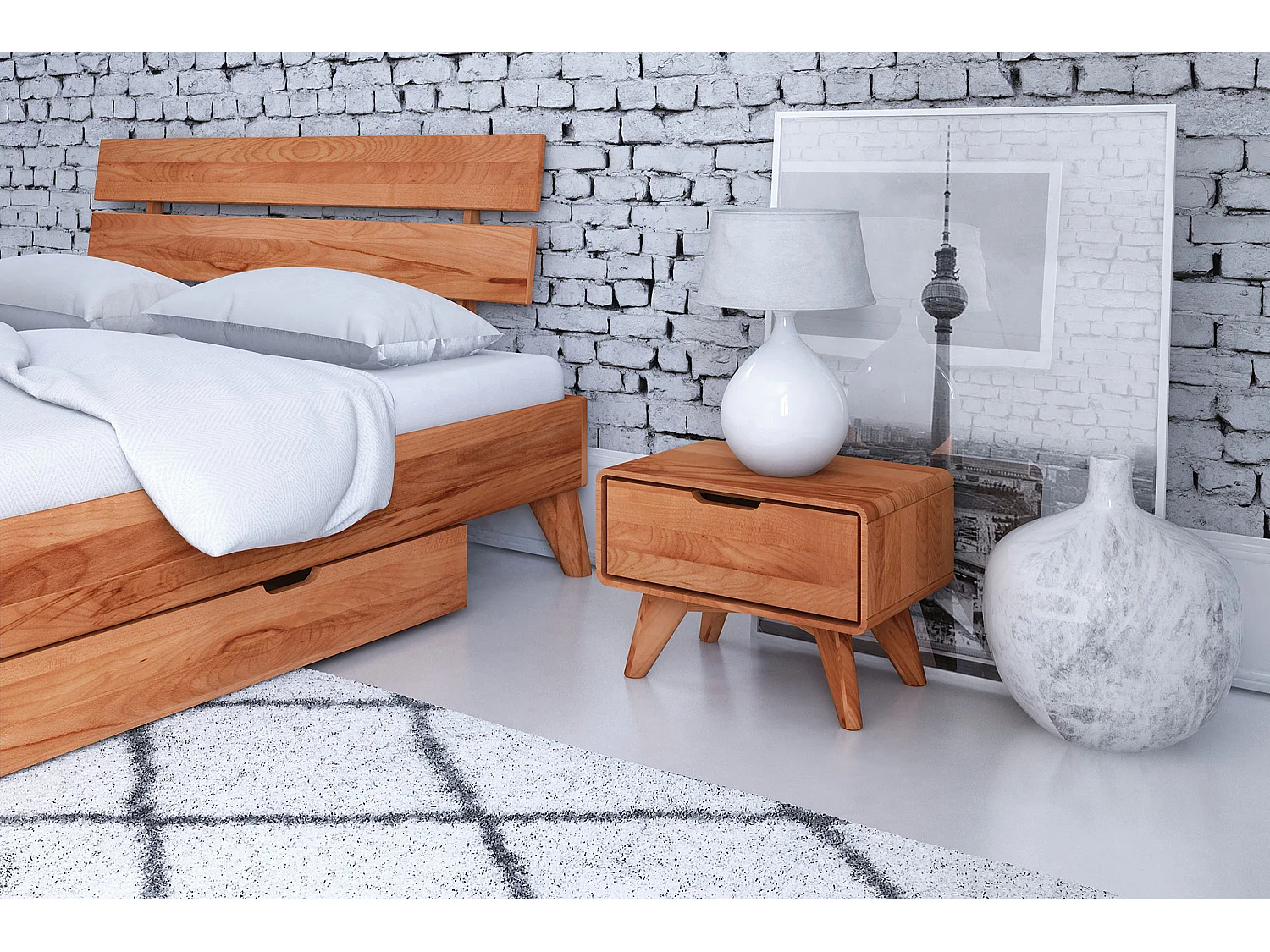 GREG - Nachttisch mit Schublade aus Kernbuche, naturgeölt