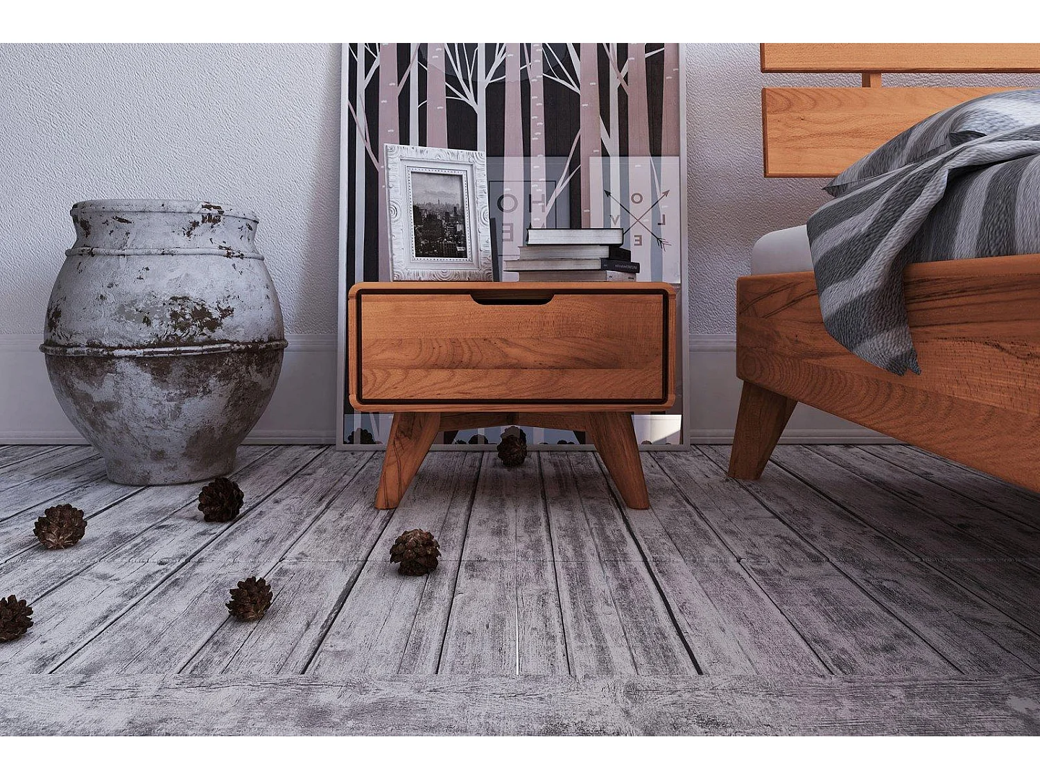 GREG - Nachttisch mit Schublade aus Kernbuche, naturgeölt