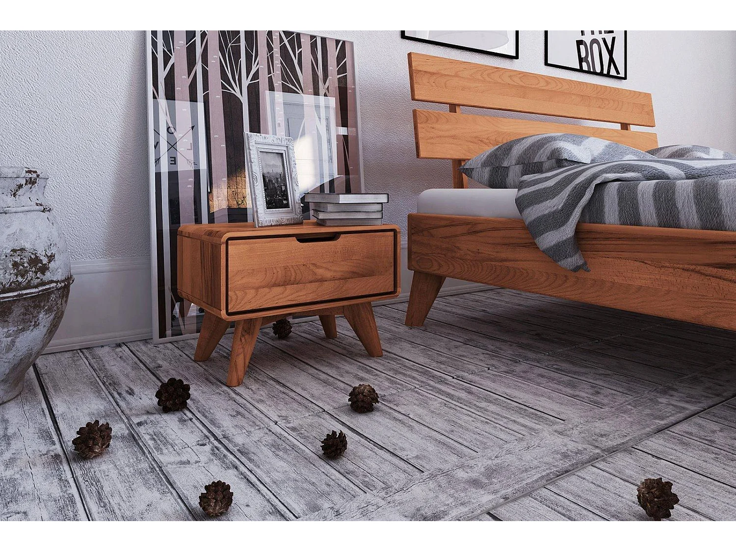 GREG - Nachttisch mit Schublade aus Kernbuche, naturgeölt