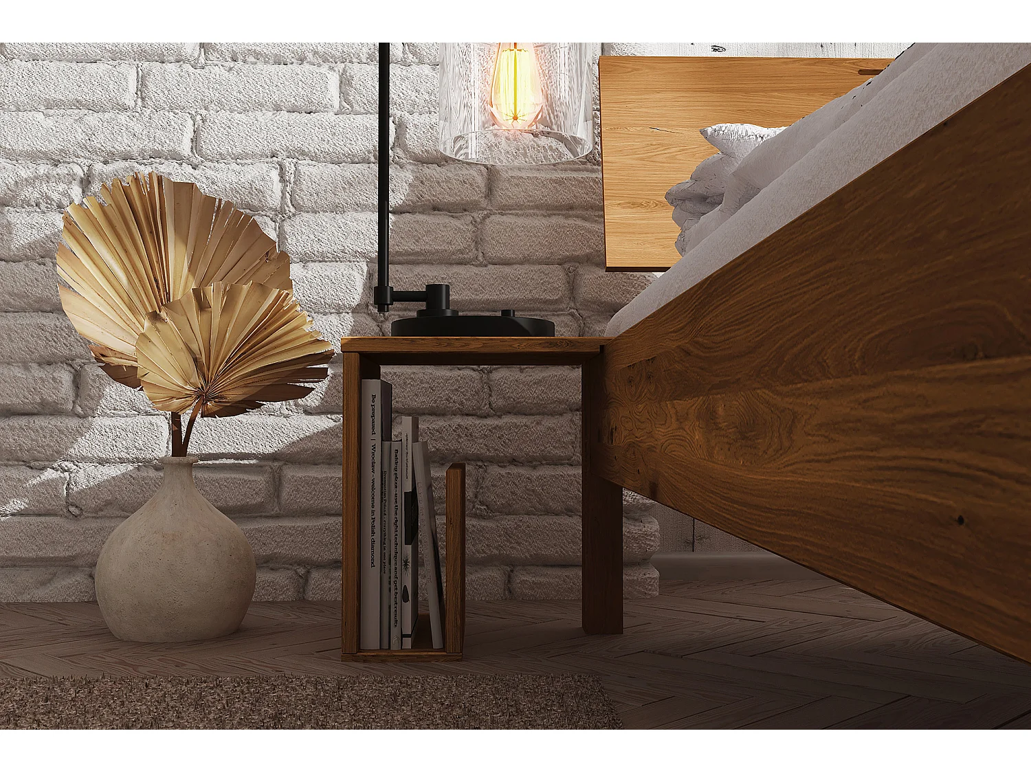 VENTO - Nachttisch aus Wildeiche, naturgeölt