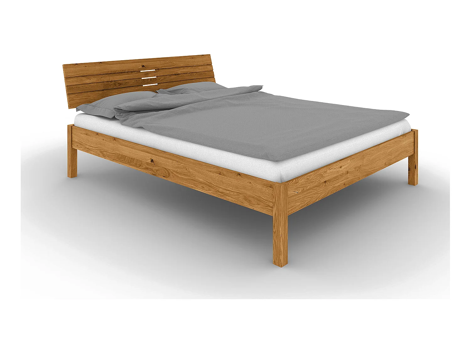 VENTO - Bett mit Holzkopfteil aus Wildeiche, naturgeölt 100x200