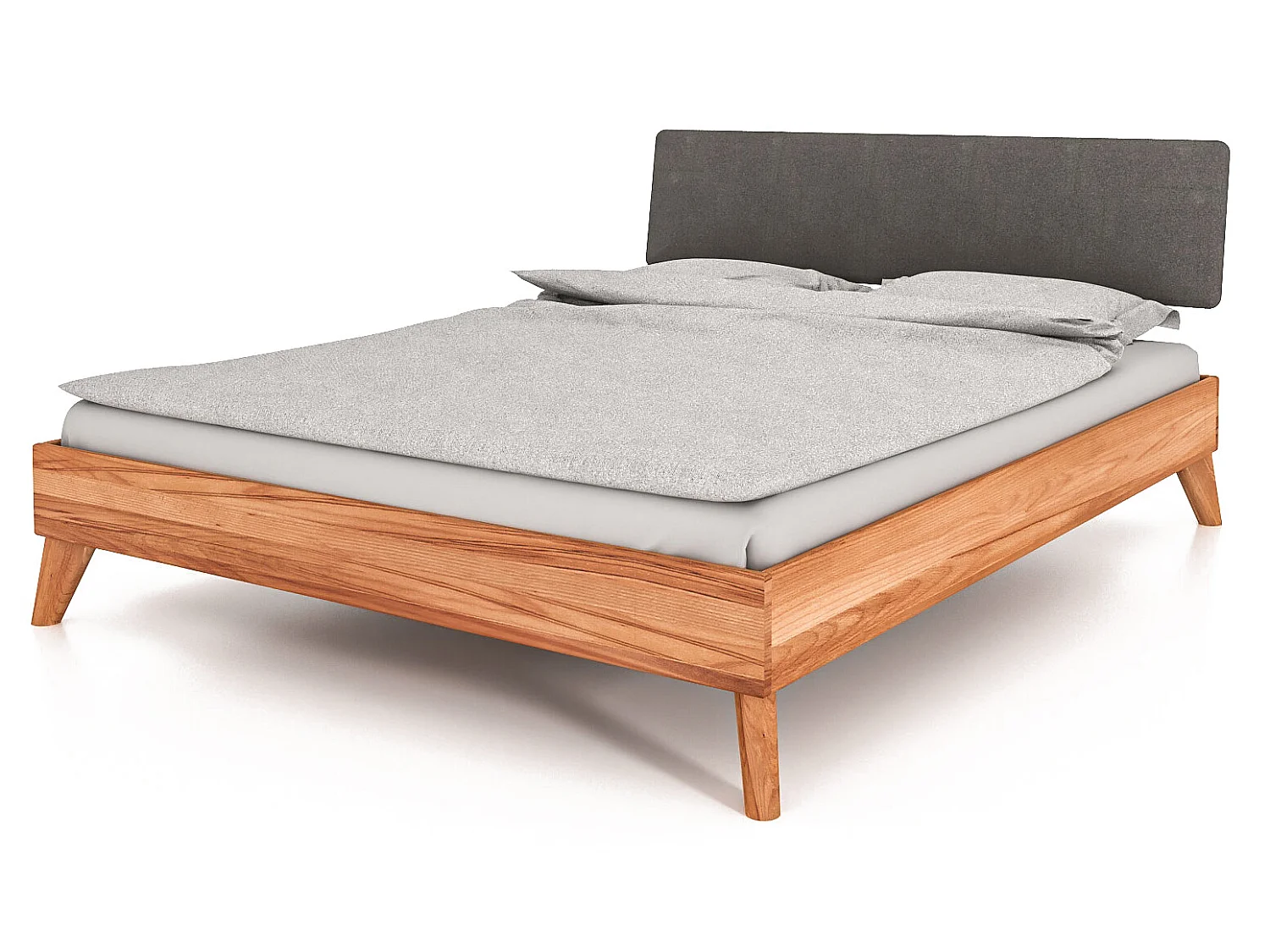 GREG - Bett mit Polsterkopfteil aus Kernbuche, naturgeölt 100x200