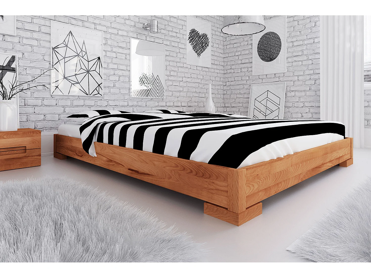 VENTO - Niedriges Bettgestell aus Kernbuche, naturgeölt 160x200