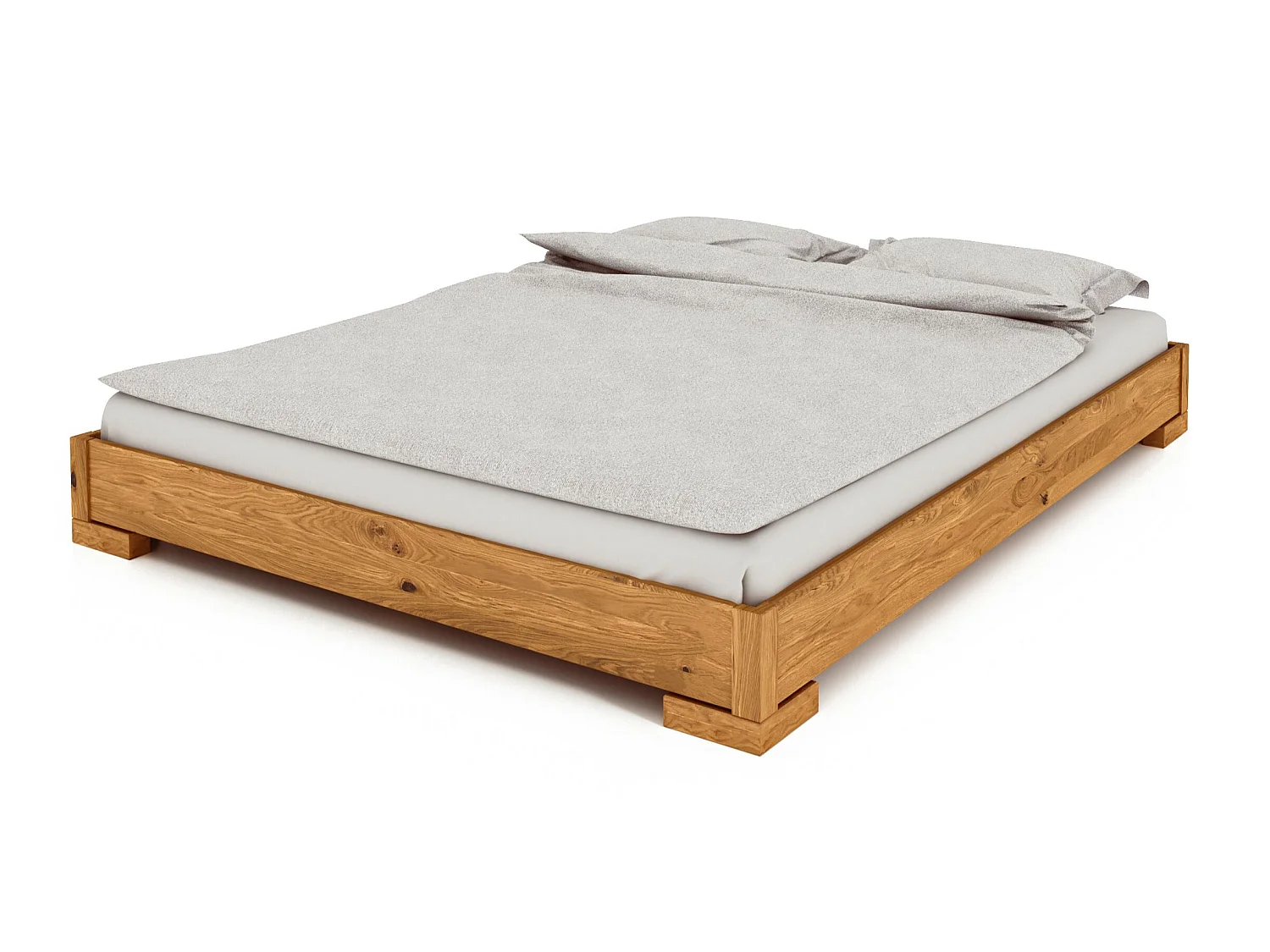VENTO - Niedriges Bettgestell aus Wildeiche, naturgeölt 100x200