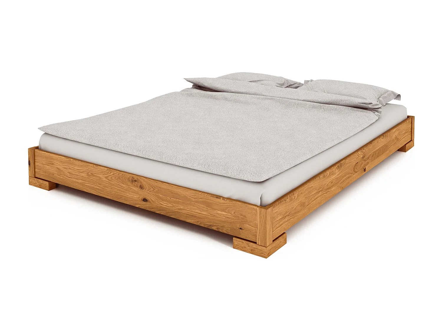 VENTO - Niedriges Bettgestell aus Wildeiche, naturgeölt 100x200