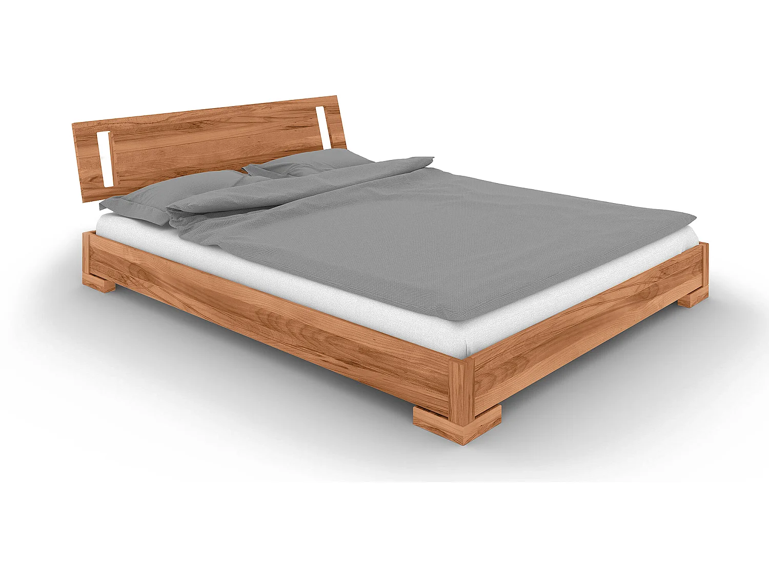 VENTO - Niedriges Bett mit Holzkopfteil aus Kernbuche, naturgeölt 120x200