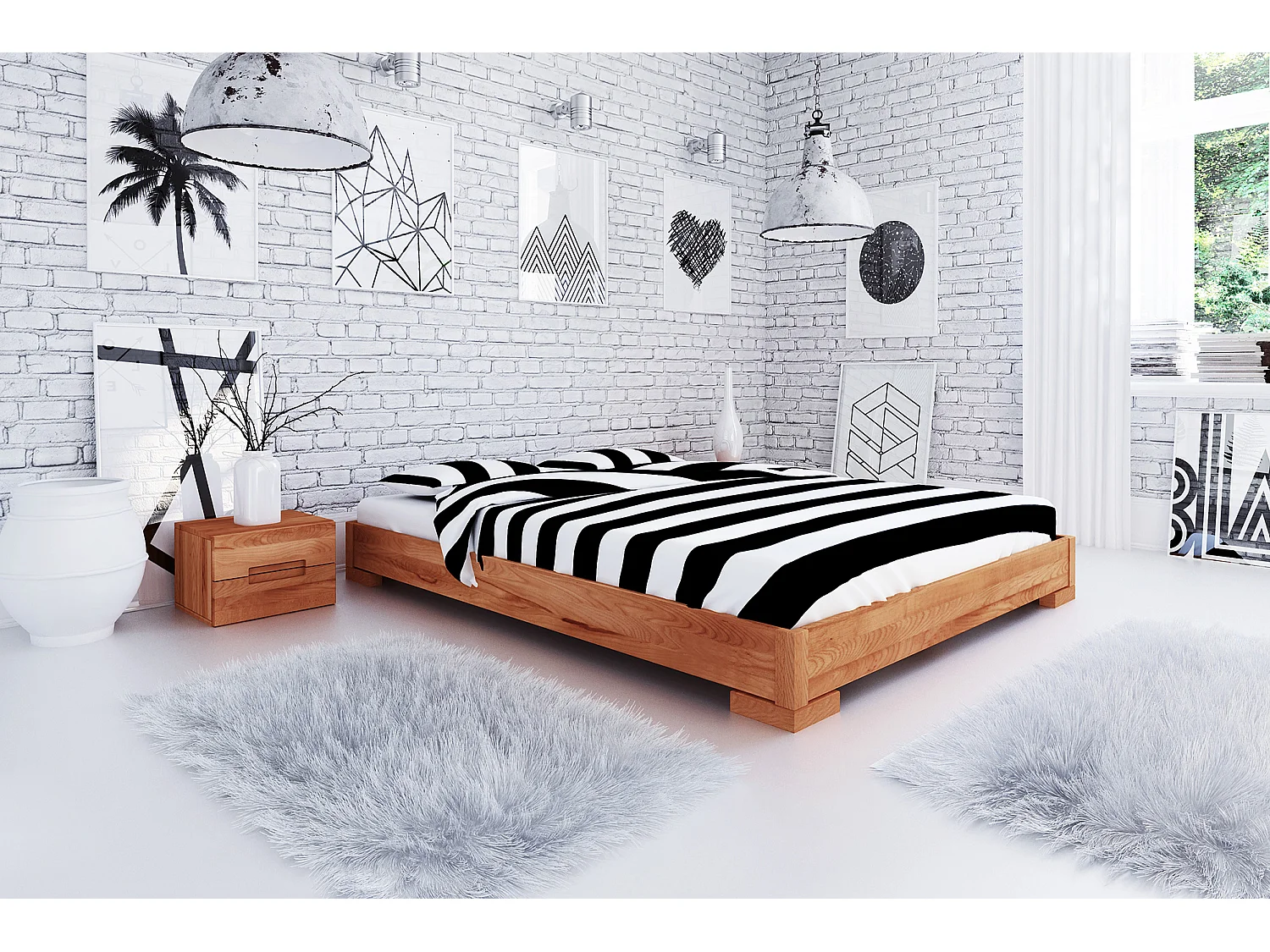 VENTO - Niedriges Bettgestell aus Kernbuche, naturgeölt 120x200