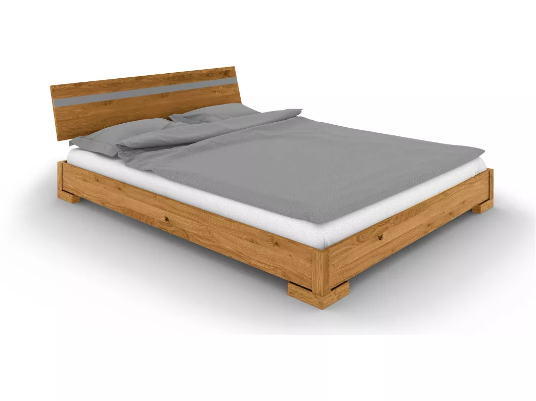 Kauf Unique VENTO - Niedriges Bett mit Holzkopfteil aus Wildeiche, naturgeölt 100x200