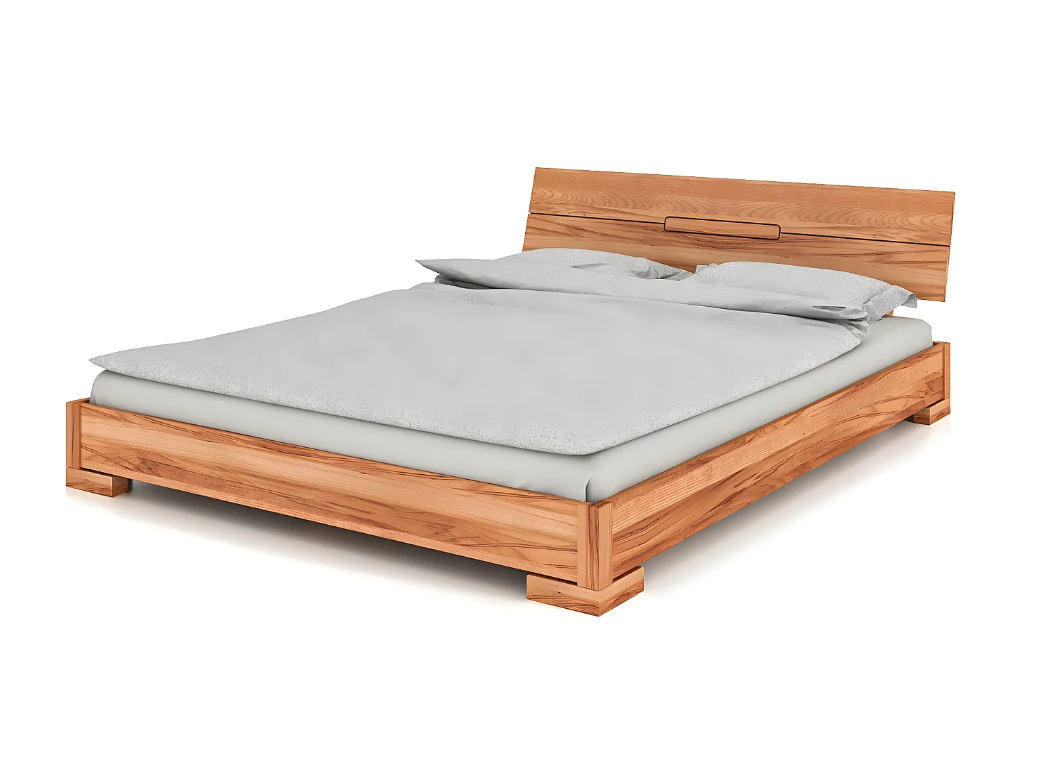 VENTO - Niedriges Bett mit Holzkopfteil aus Kernbuche, naturgeölt 120x200