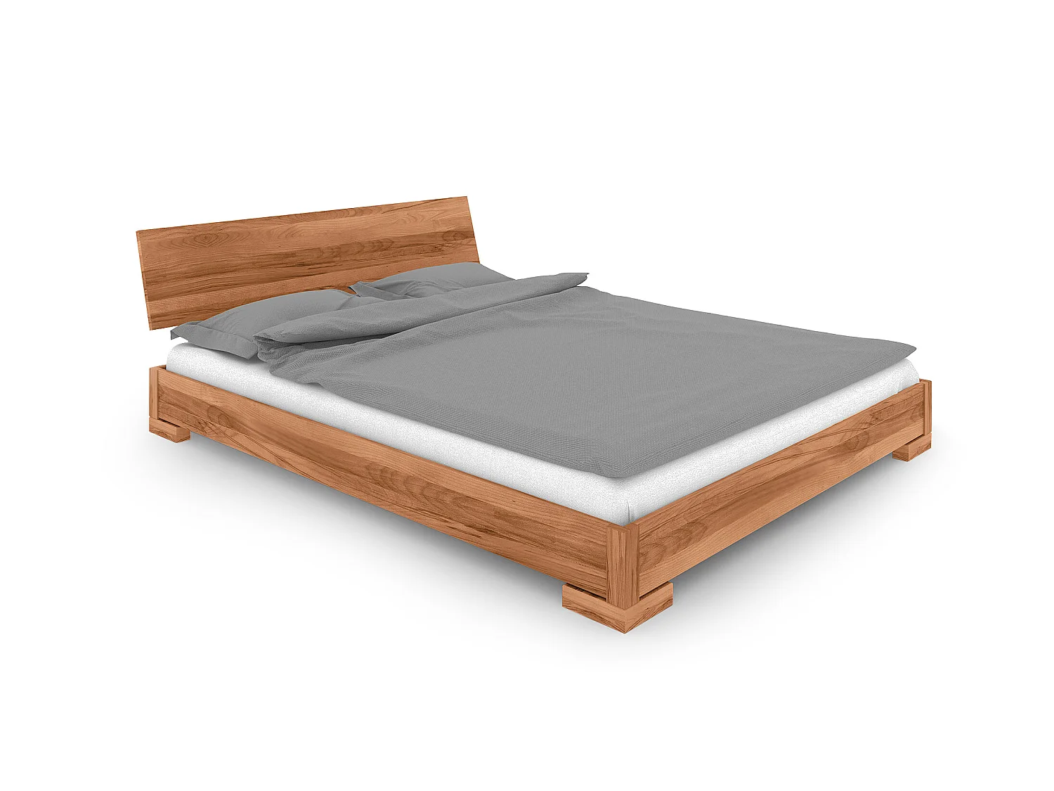 VENTO - Niedriges Bett mit Holzkopfteil aus Kernbuche, naturgeölt 100x200