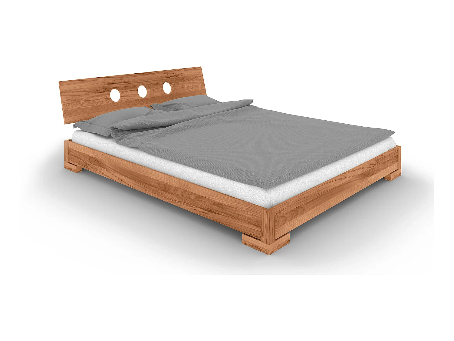 VENTO - Niedriges Bett mit Holzkopfteil aus Kernbuche, naturgeölt 120x200