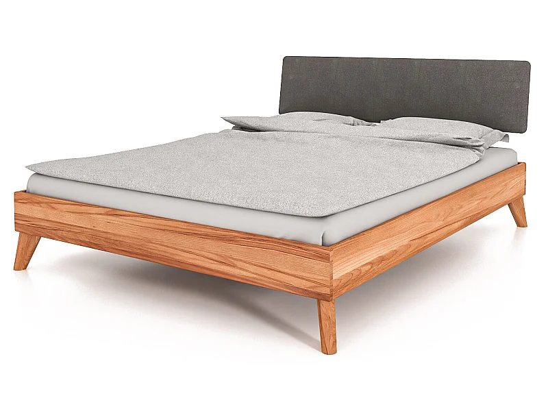 GREG - Bett mit Polsterkopfteil aus Kernbuche, naturgeölt 180x200