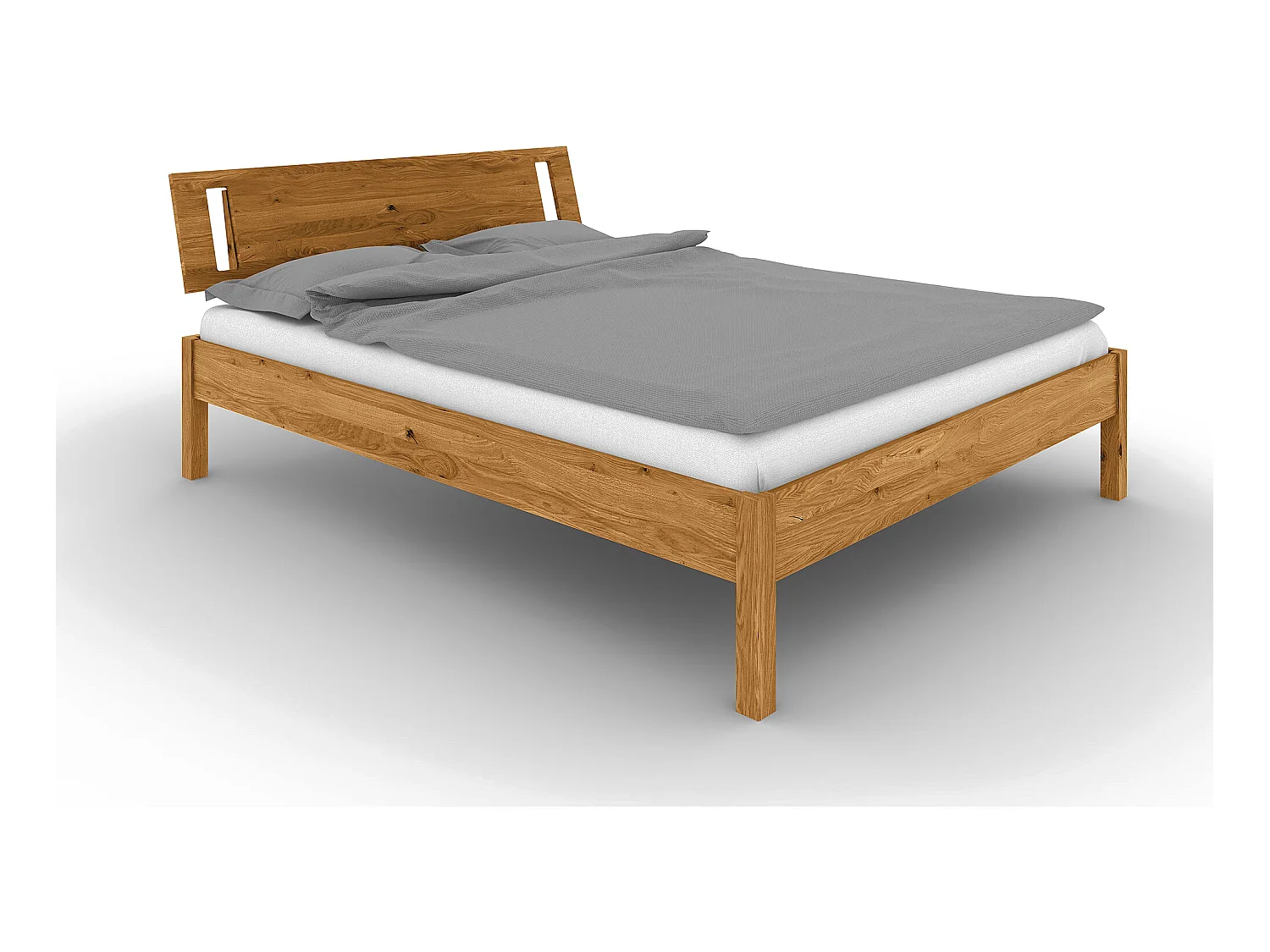 VENTO - Bett mit Holzkopfteil aus Wildeiche, naturgeölt 100x200