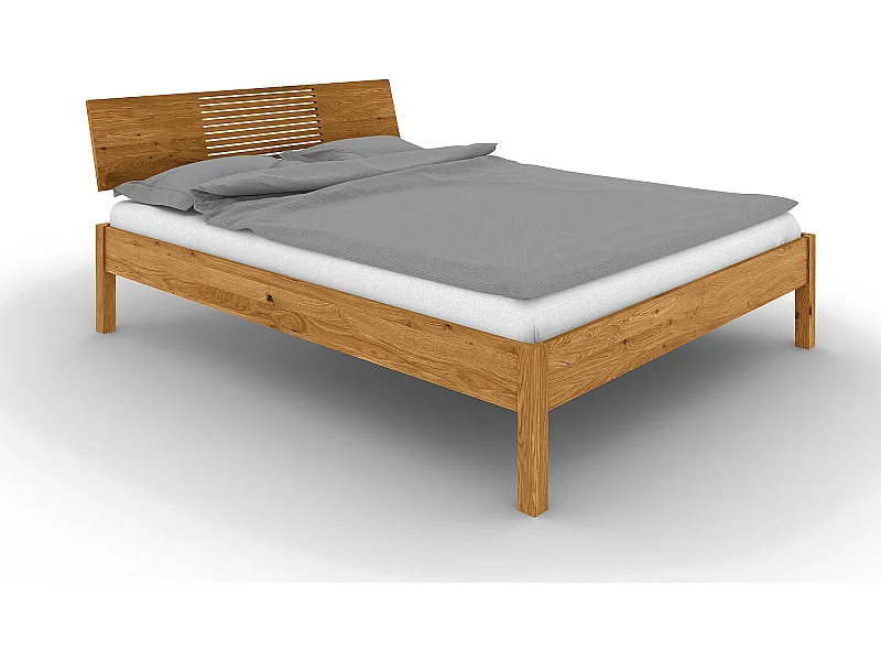 VENTO - Bett mit Holzkopfteil aus Wildeiche, naturgeölt 100x200