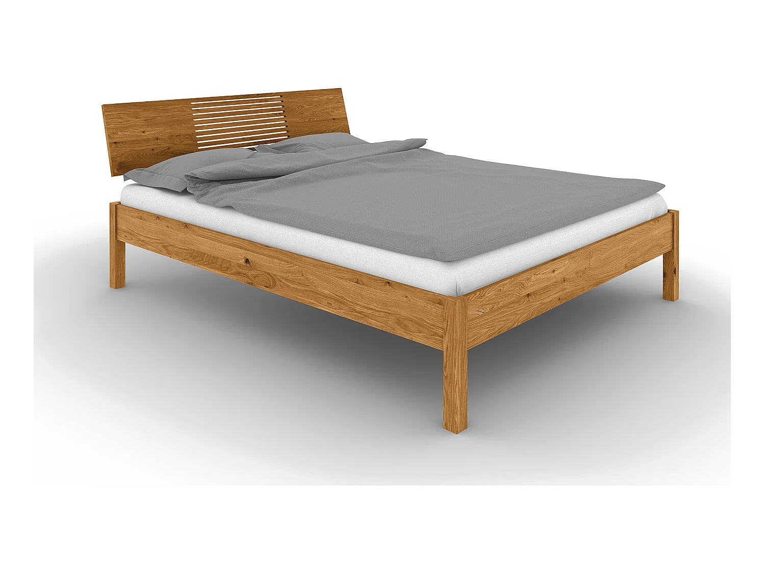 VENTO - Bett mit Holzkopfteil aus Wildeiche, naturgeölt 100x200