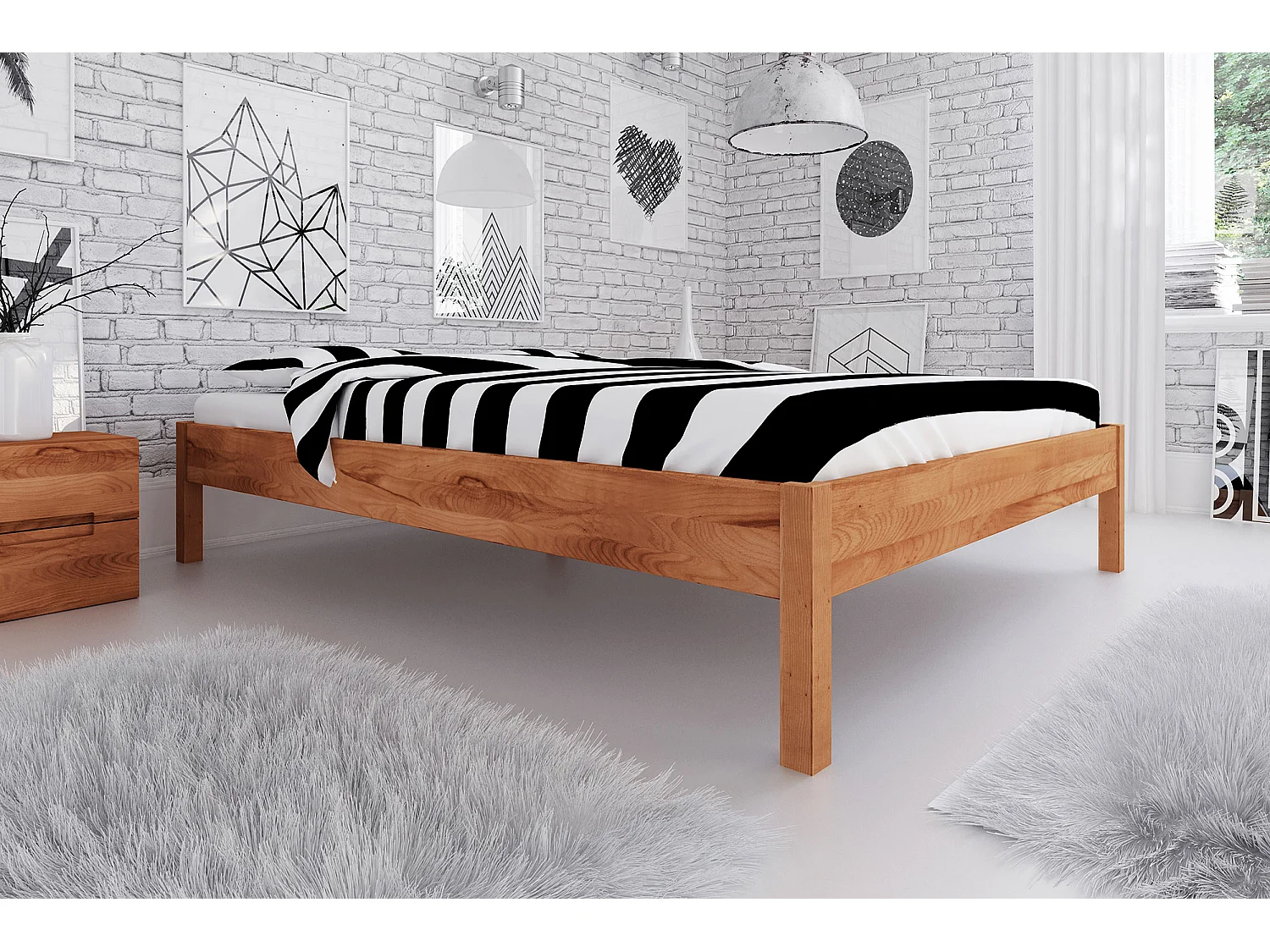 VENTO - Bettgestell aus Kernbuche, naturgeölt 100x200