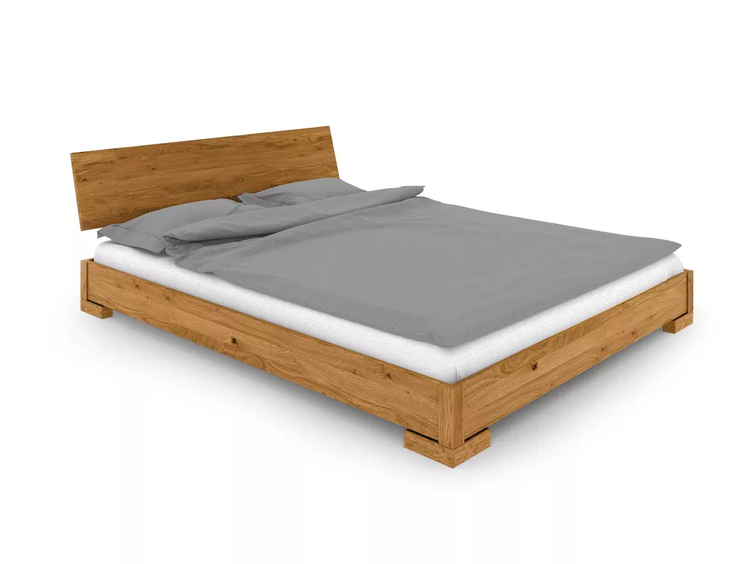 Kauf Unique VENTO - Niedriges Bett mit Holzkopfteil aus Wildeiche, naturgeölt 100x200