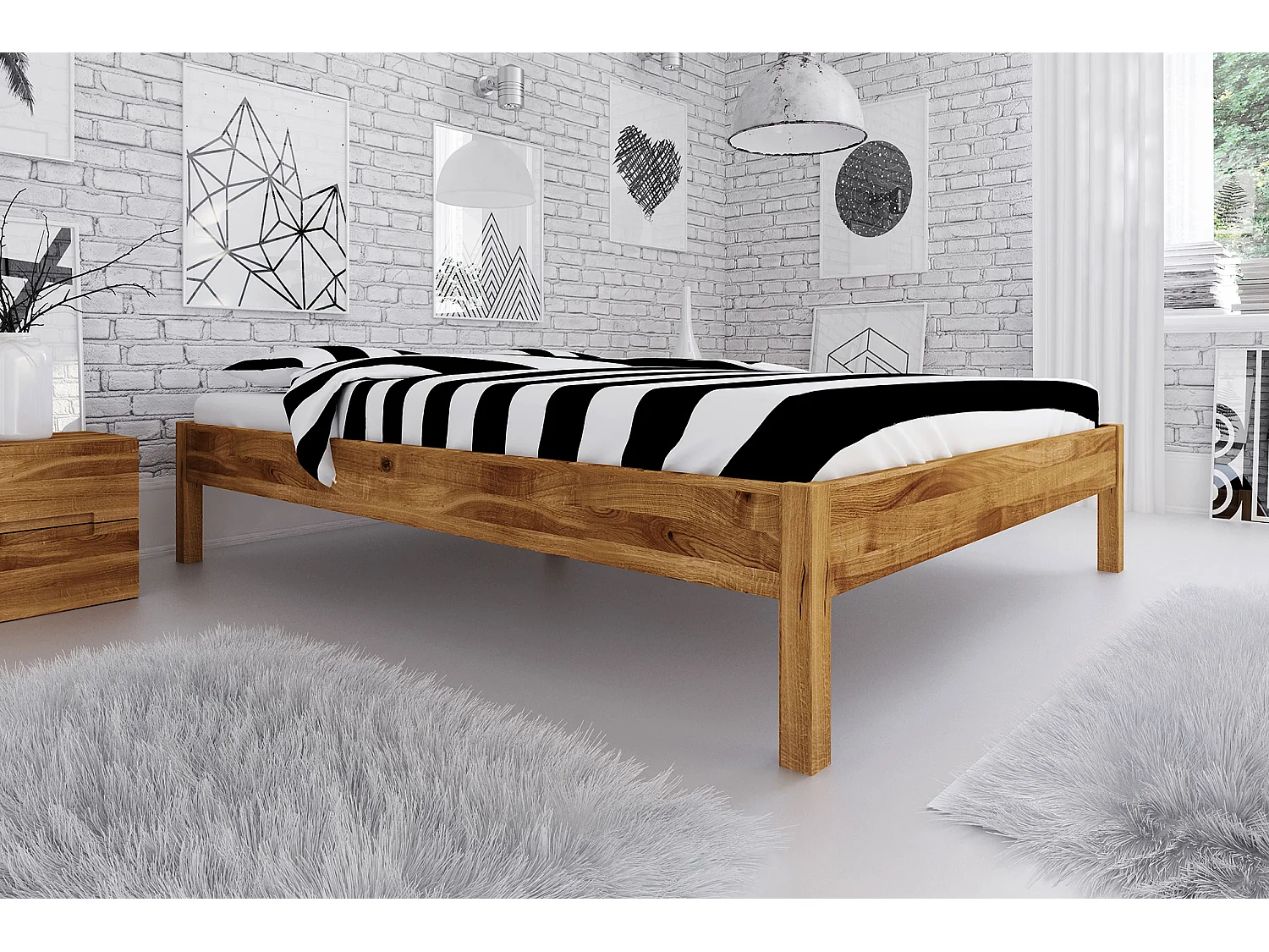 VENTO - Bettgestell aus Wildeiche, naturgeölt 100x200