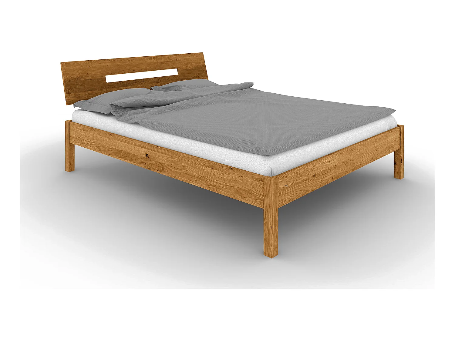 VENTO - Bett mit Holzkopfteil aus Wildeiche, naturgeölt 100x200