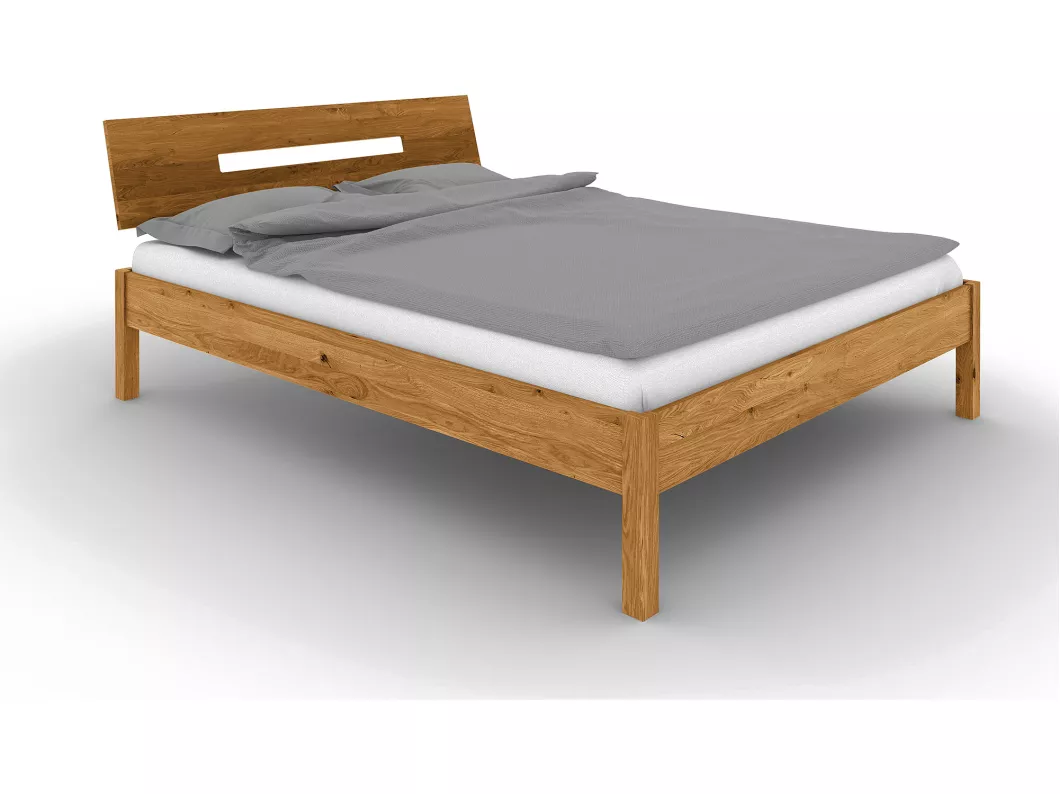 Kauf Unique VENTO - Bett mit Holzkopfteil aus Wildeiche, naturgeölt 100x200