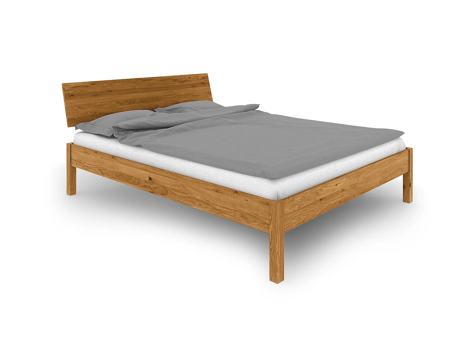 VENTO - Bett mit Holzkopfteil aus Wildeiche, naturgeölt 100x200