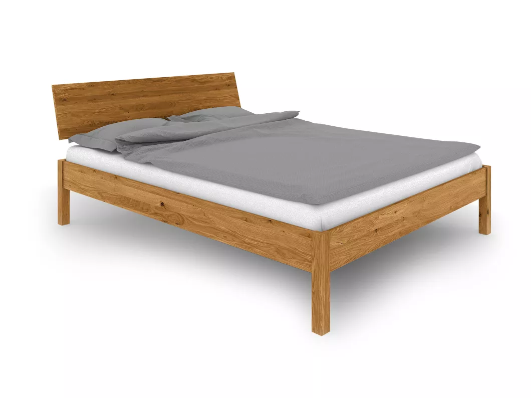 Kauf Unique VENTO - Bett mit Holzkopfteil aus Wildeiche, naturgeölt 100x200