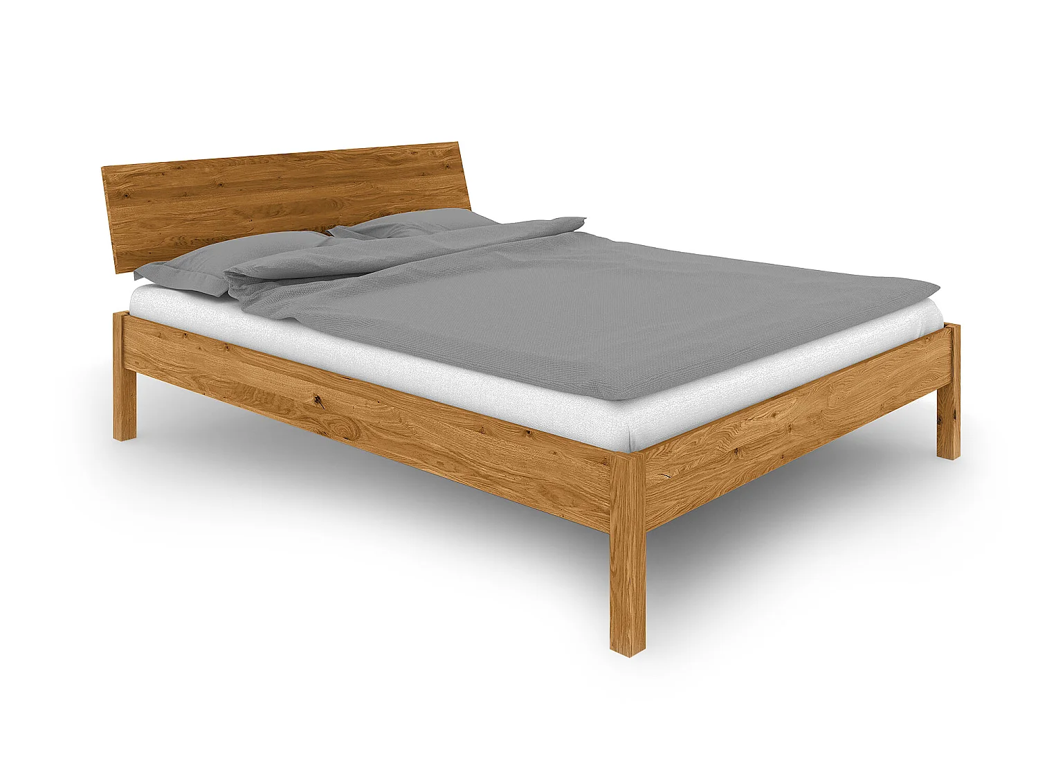 VENTO - Bett mit Holzkopfteil aus Wildeiche, naturgeölt 100x200