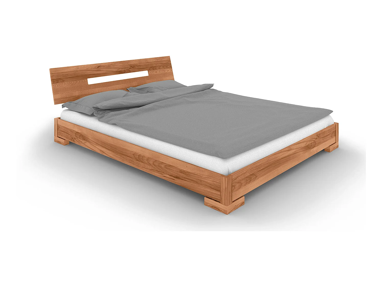 VENTO - Niedriges Bett mit Holzkopfteil aus Kernbuche, naturgeölt 100x200