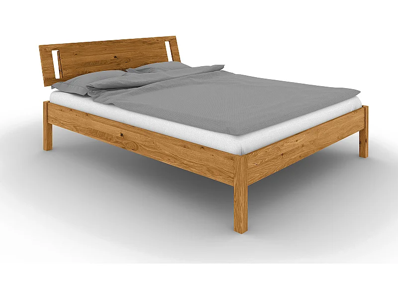VENTO - Bett mit Holzkopfteil aus Wildeiche, naturgeölt 160x200