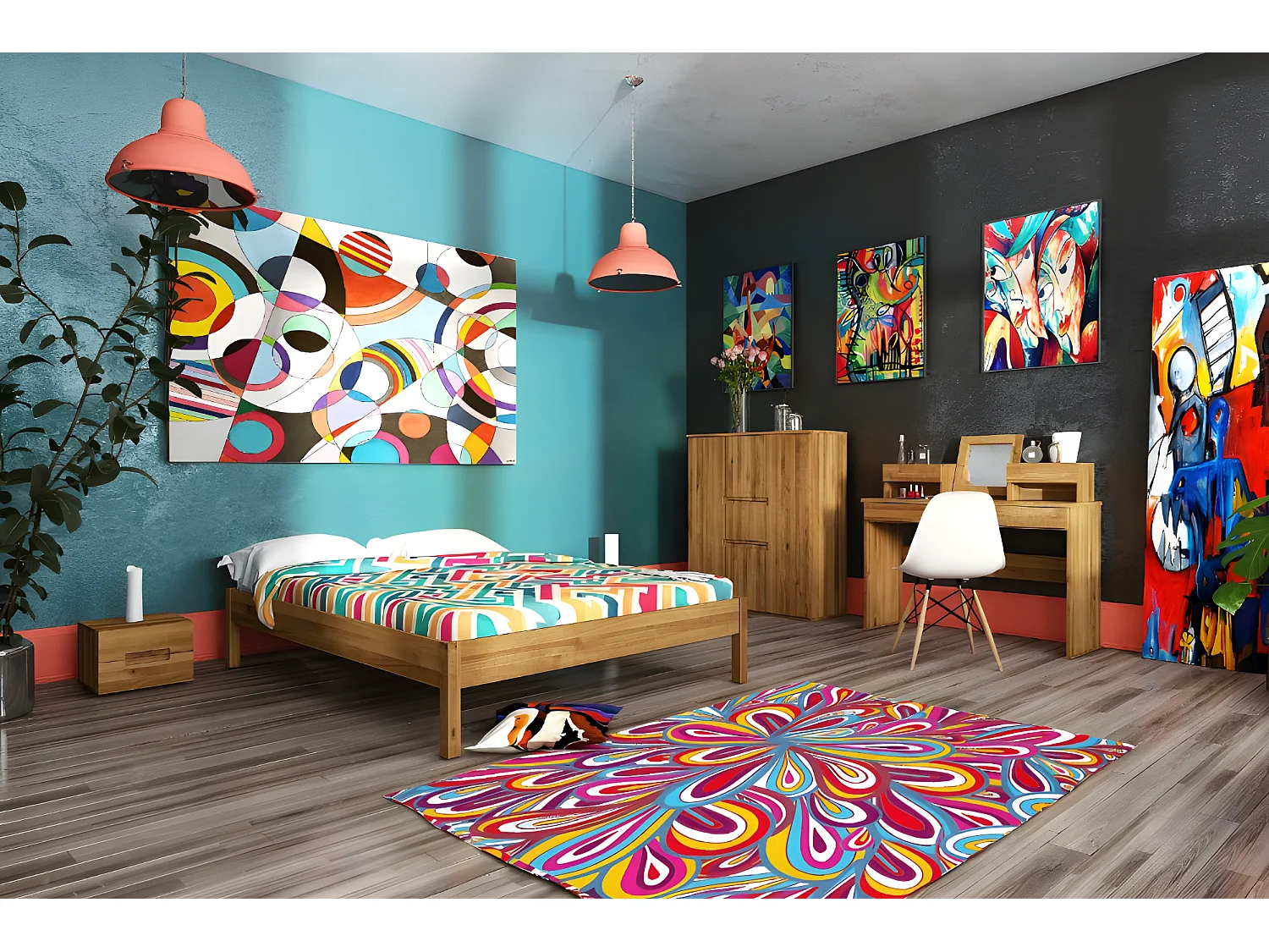 VENTO - Bettgestell aus Wildeiche, naturgeölt 120x200