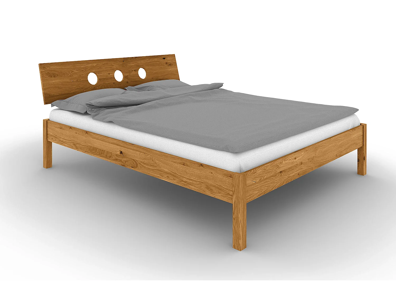 VENTO - Bett mit Holzkopfteil aus Wildeiche, naturgeölt 120x200