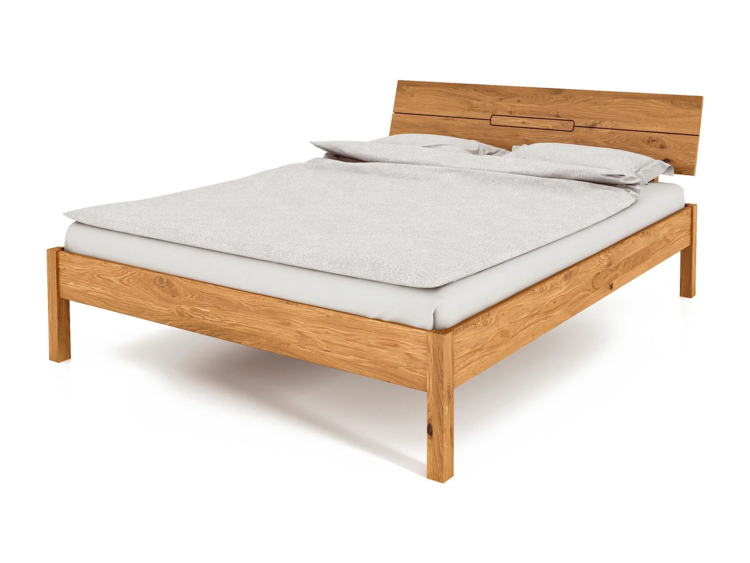 VENTO - Bett mit Holzkopfteil aus Wildeiche, naturgeölt 100x200